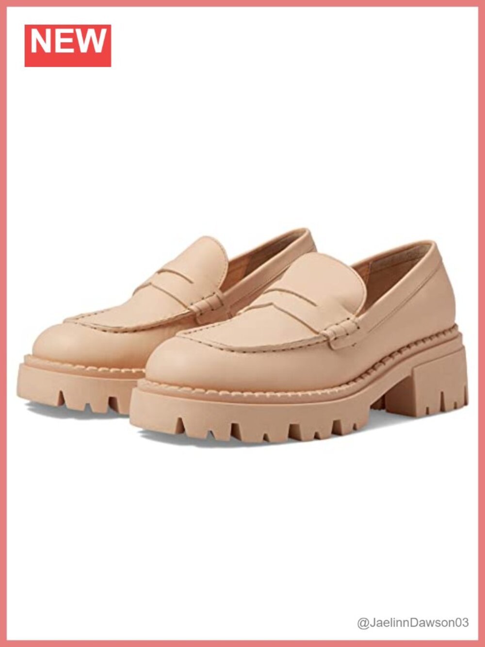 Chunky Lug Sole Leather Loafers Women's Platform Penny Moc Toe 2in Heel Slip-On